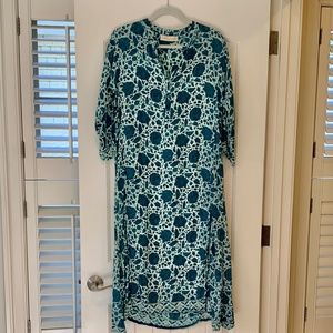 Natalie Martin Silk Maxi Dress, XS, Teal Floral Print